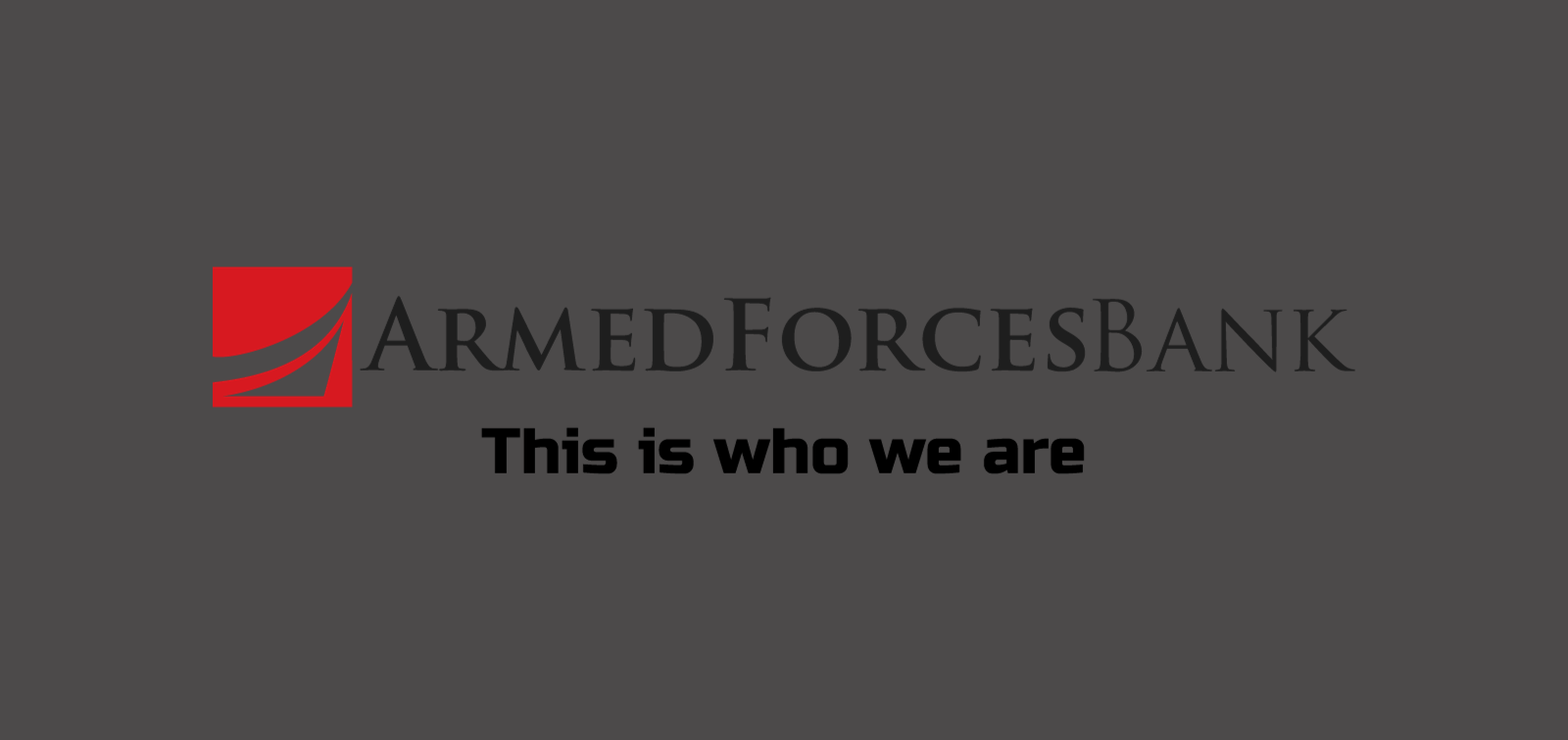 Armed Forces Bank logo centered on dark grey background.