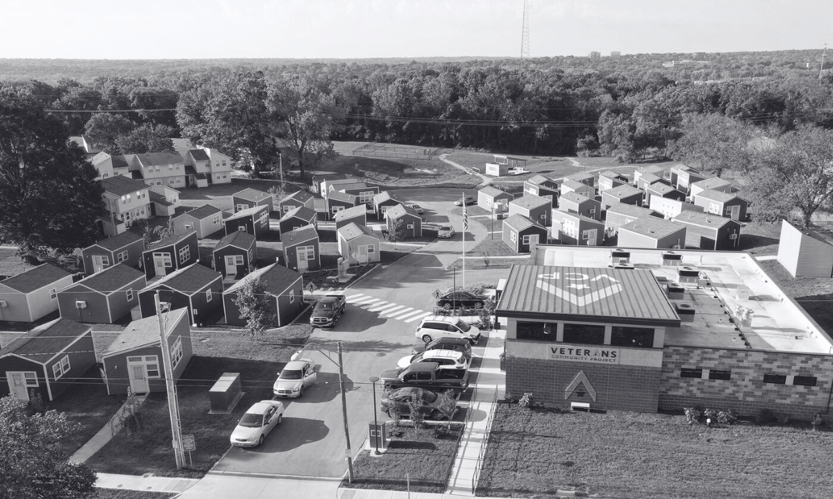 Veterans community project aerial view of their neighborhood.
