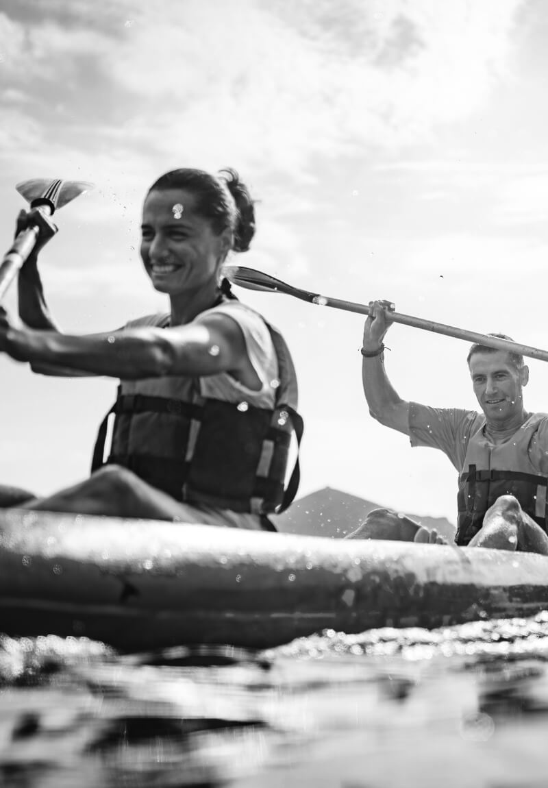 Man and woman kayaking together