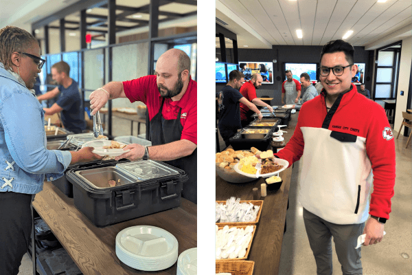 Dickinson Financial Corporation employees enjoy a complimentary BBQ lunch